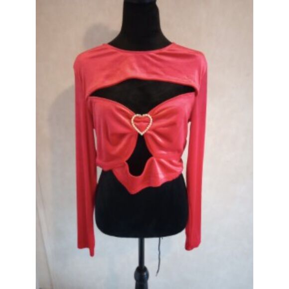 Divided Women's Size XLarge Red Sparkly Heart Top - NWT - Picture 1 of 7